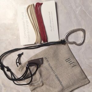 NWT J. JILL Silver Heart Pendant w/ Red, Cream, Black Interchangeable Cords